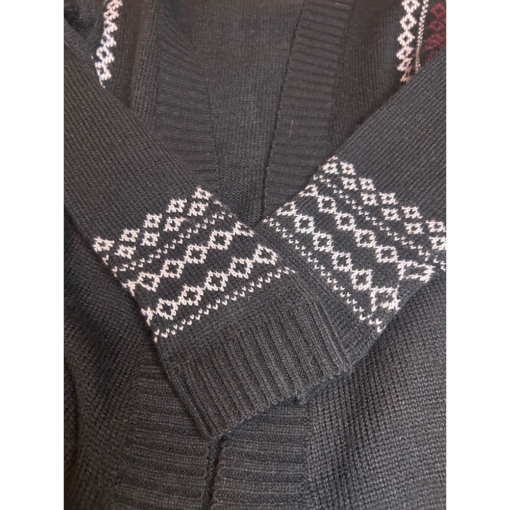Unionbay Cardigan Womens XL Black Geometric Open Front Knit Sweater Retro Boho - Picture 9 of 9